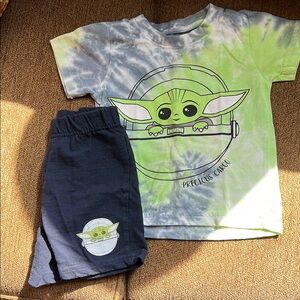 Baby Yoda Tie-Dye T-Shirt and Shorts Set